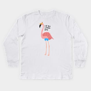 Flamingo Summer Body Kids Long Sleeve T-Shirt